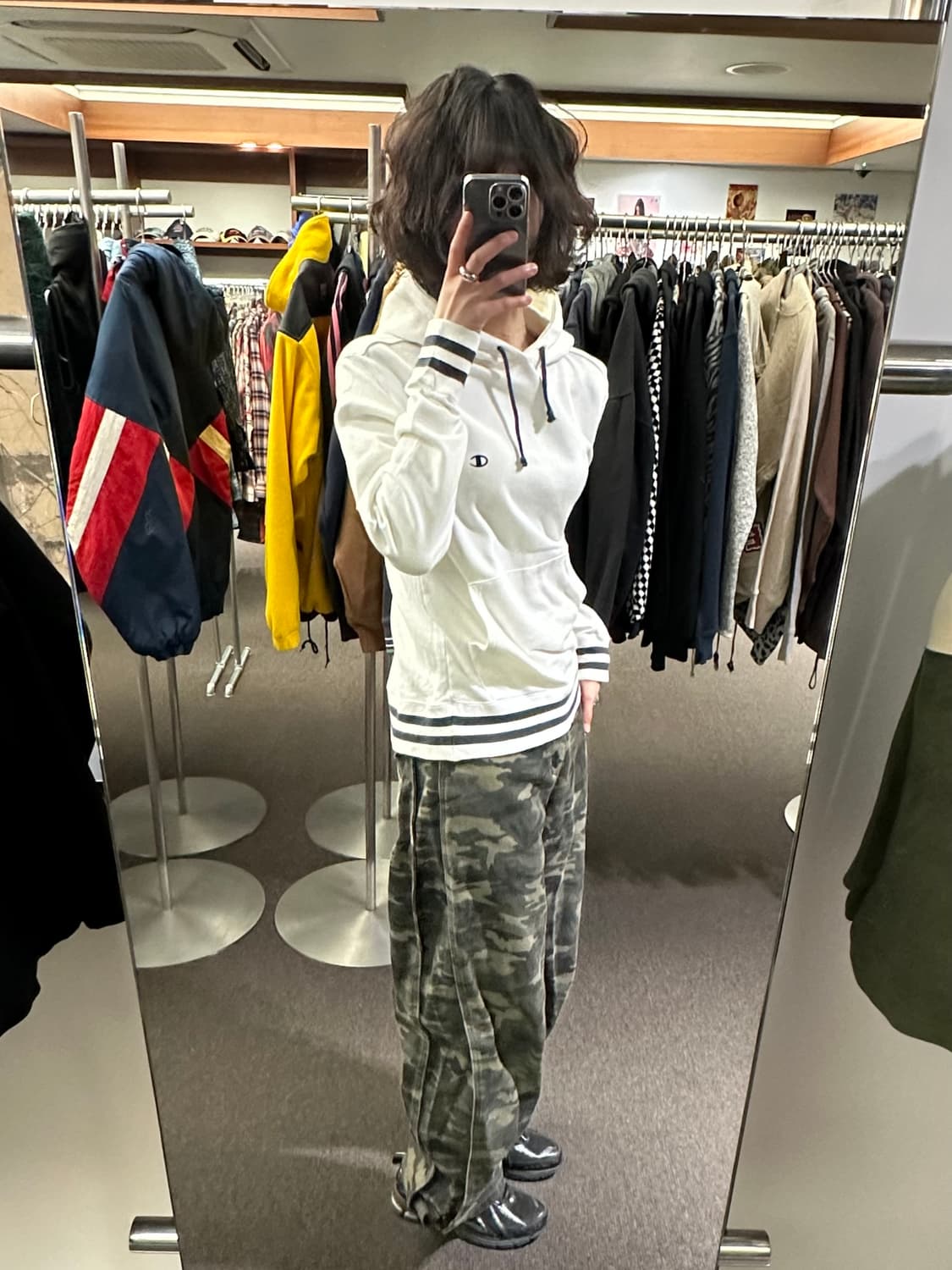 M)Champion 빈티지 클래식 화이트 후디 상품이미지1