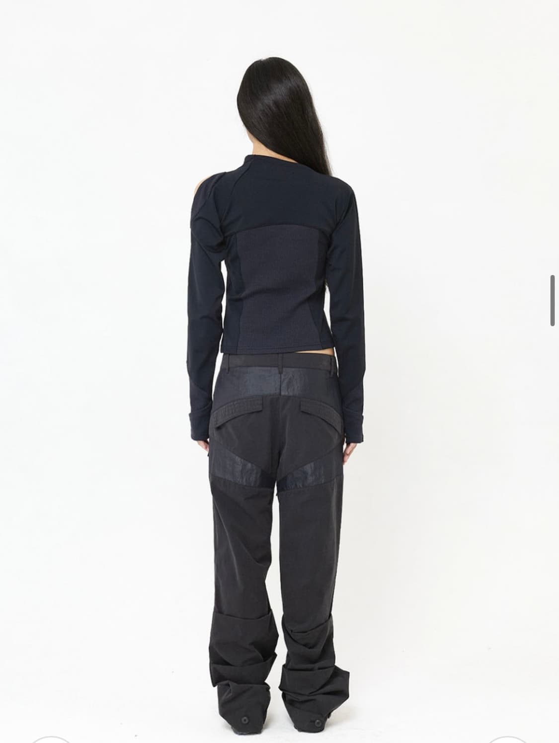 웻태그 FRONT TUCK RIB PANEL TOP CHARCOAL 상품이미지4