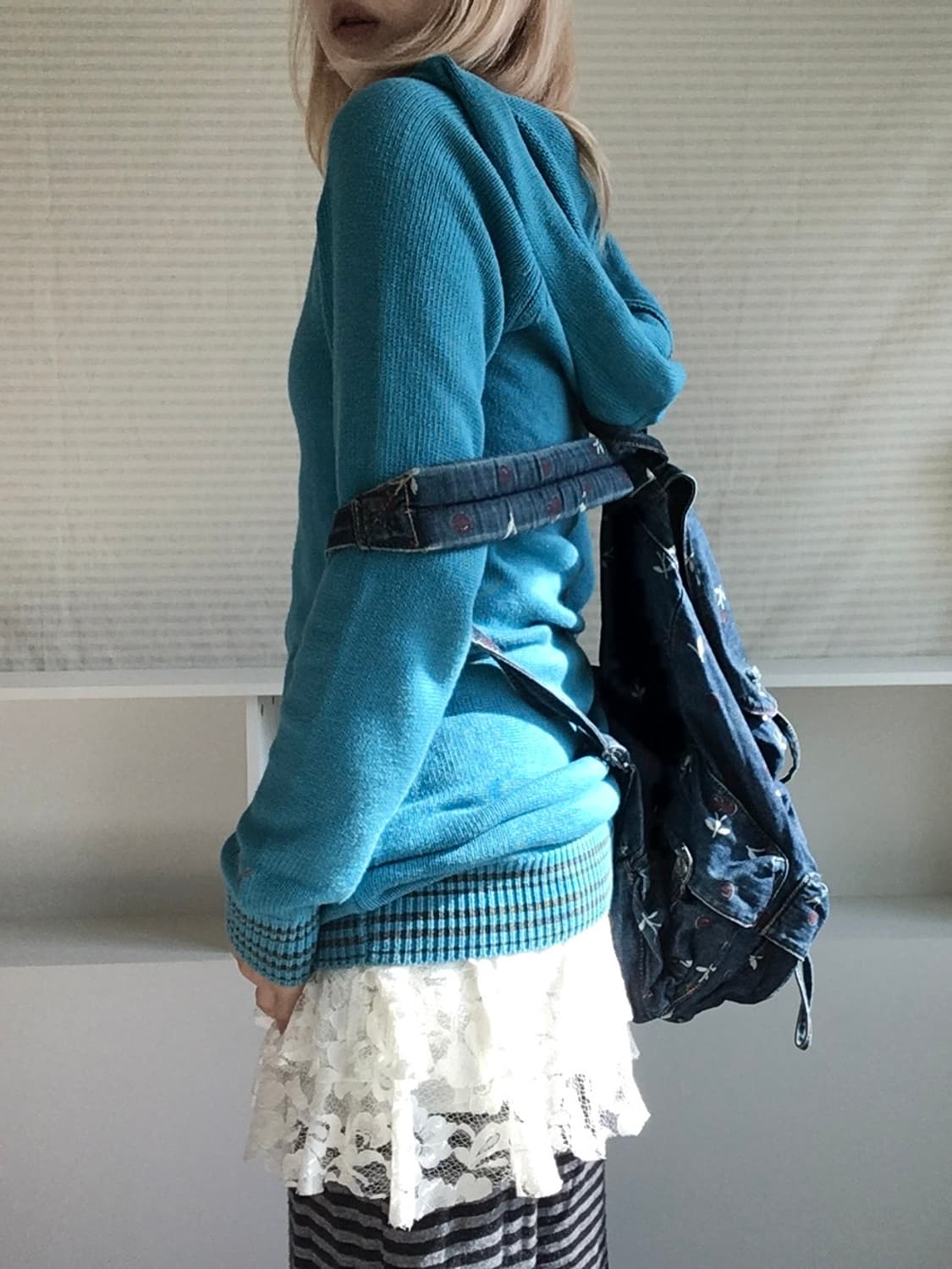 jpn vintage puma aquablue hood knit ops 상품이미지4