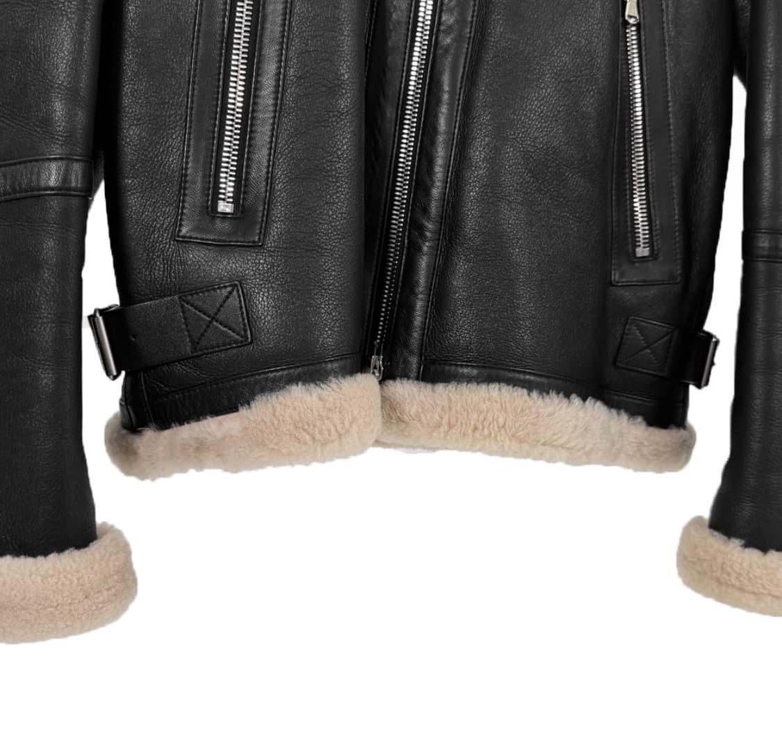 [46] 솔리드옴므 남성 램스킨 레더 양털 시어링 무스탕 자켓 블랙 상품이미지6