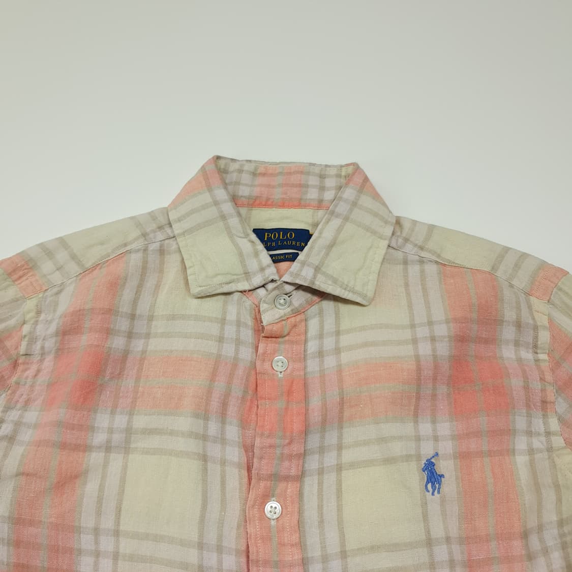 CK133 M 폴로 QR 클래식핏 린넨 타탄체크 소프트피치 셔츠 남방 상품이미지2