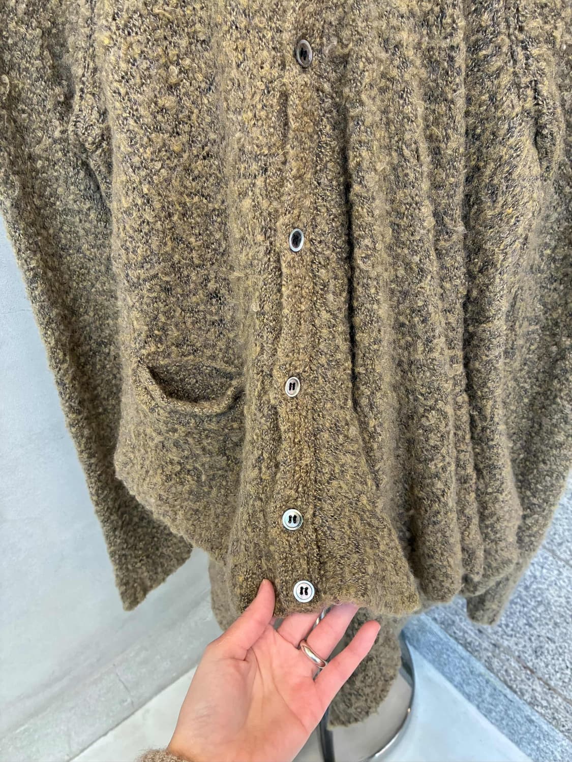 Frapbois 모헤어 러플 가디건 카키 상품이미지5