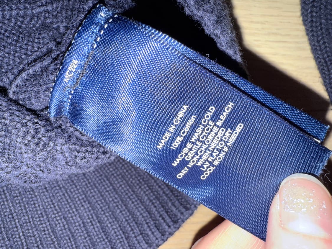 폴로 랄프로렌 여성 케이블 니트 코튼 크루넥 스웨터 L / 헌터 네이비 상품이미지4