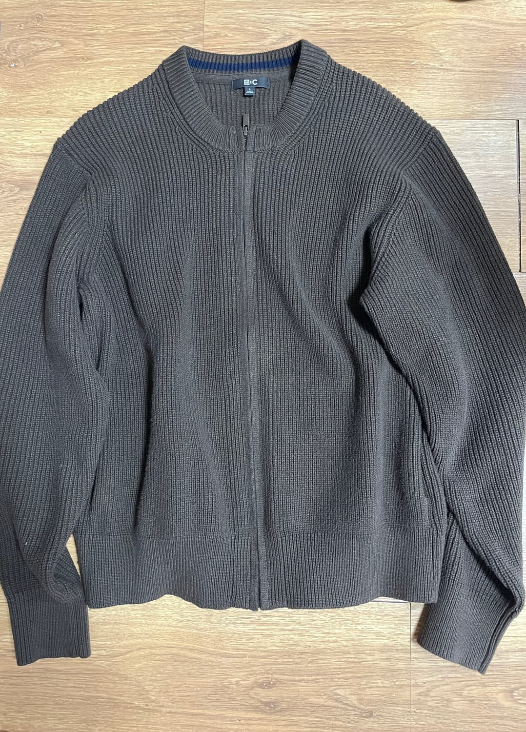 유니클로C 크루넥풀집가디건 brown L size 상품이미지2