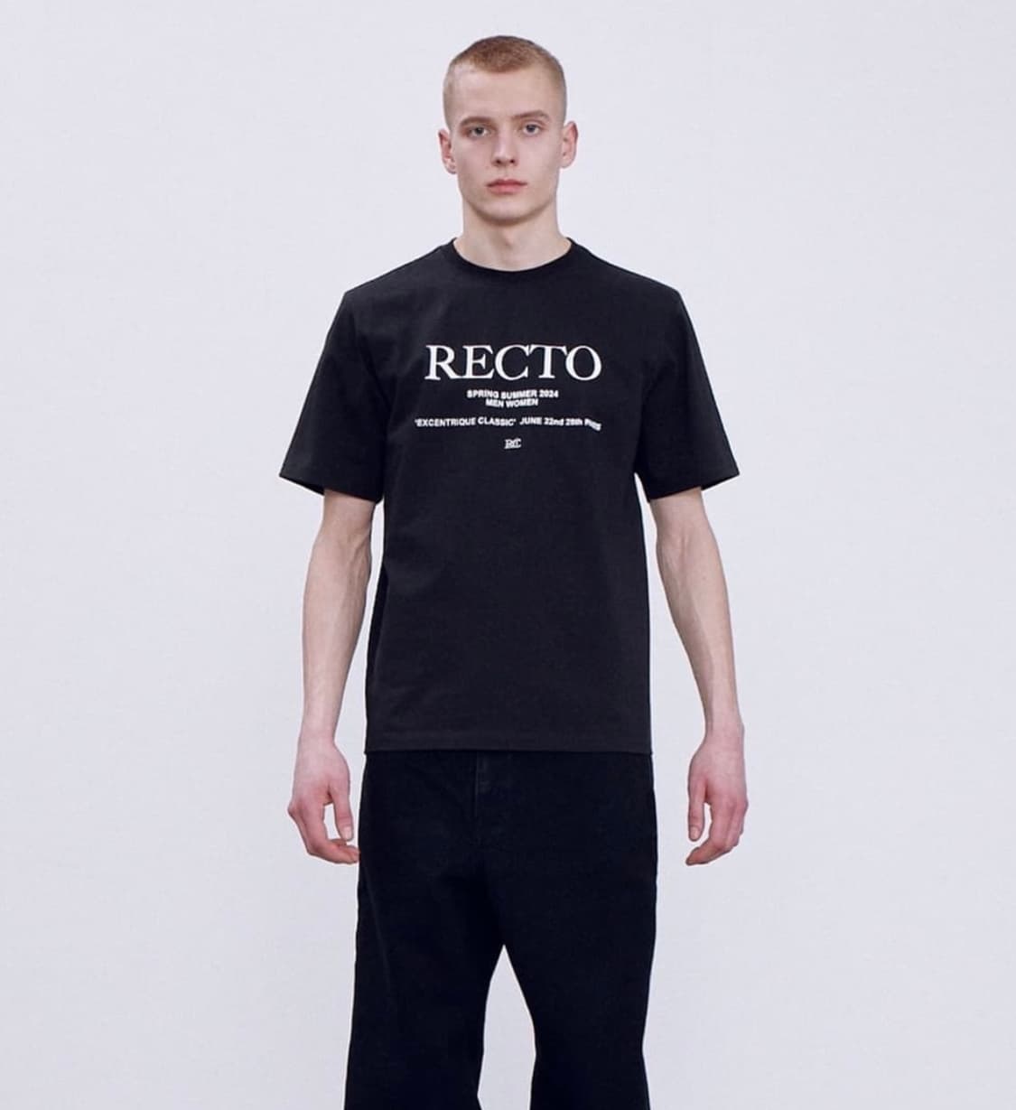 미착용급 RECTO 24SS 시그널로고 티셔츠 블랙 L / 신세계 강남  상품이미지1