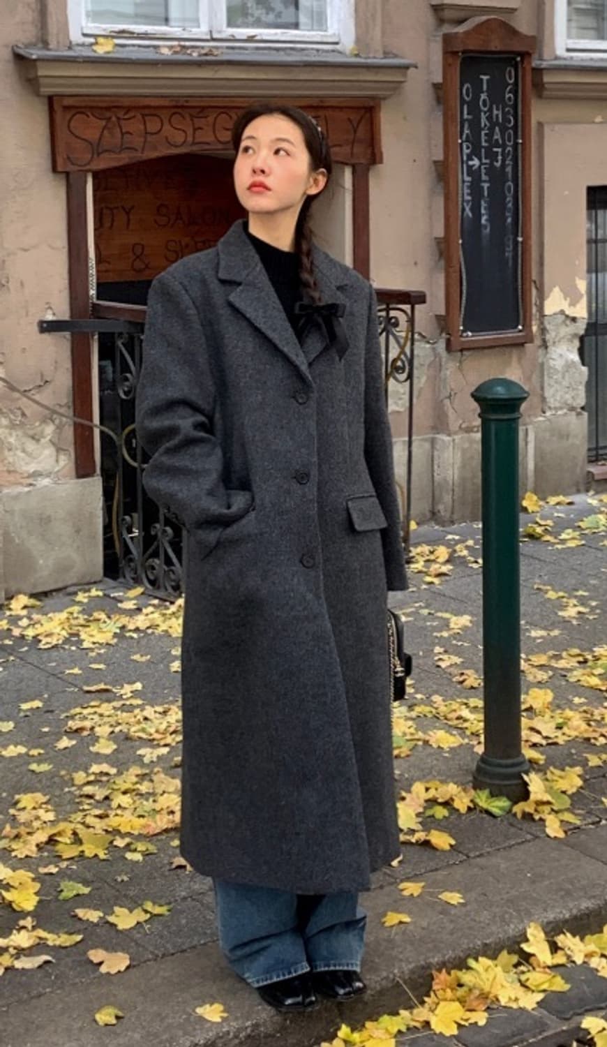 Artto 아르토 테일러드 롱코트 차콜(슈멍착용) 상품이미지1