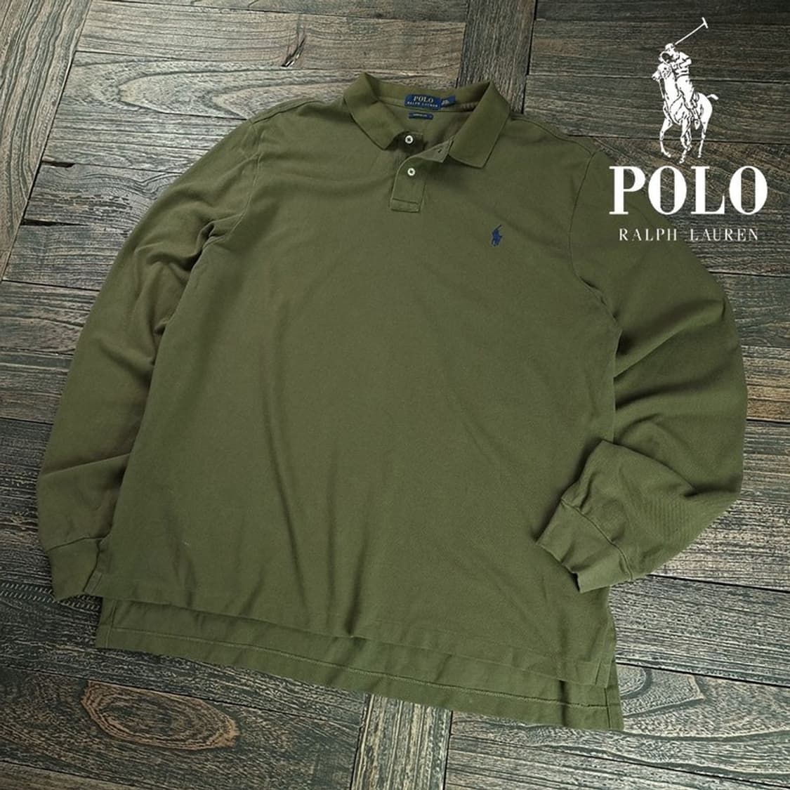 [폴로 랄프로렌] 포니 로고 자수 긴팔 카라티 카키 M19532 상품이미지1