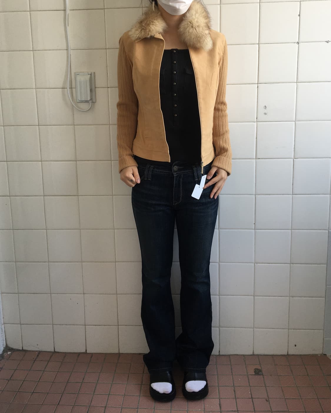 Fur collar point knitted zip up jacket 상품이미지6