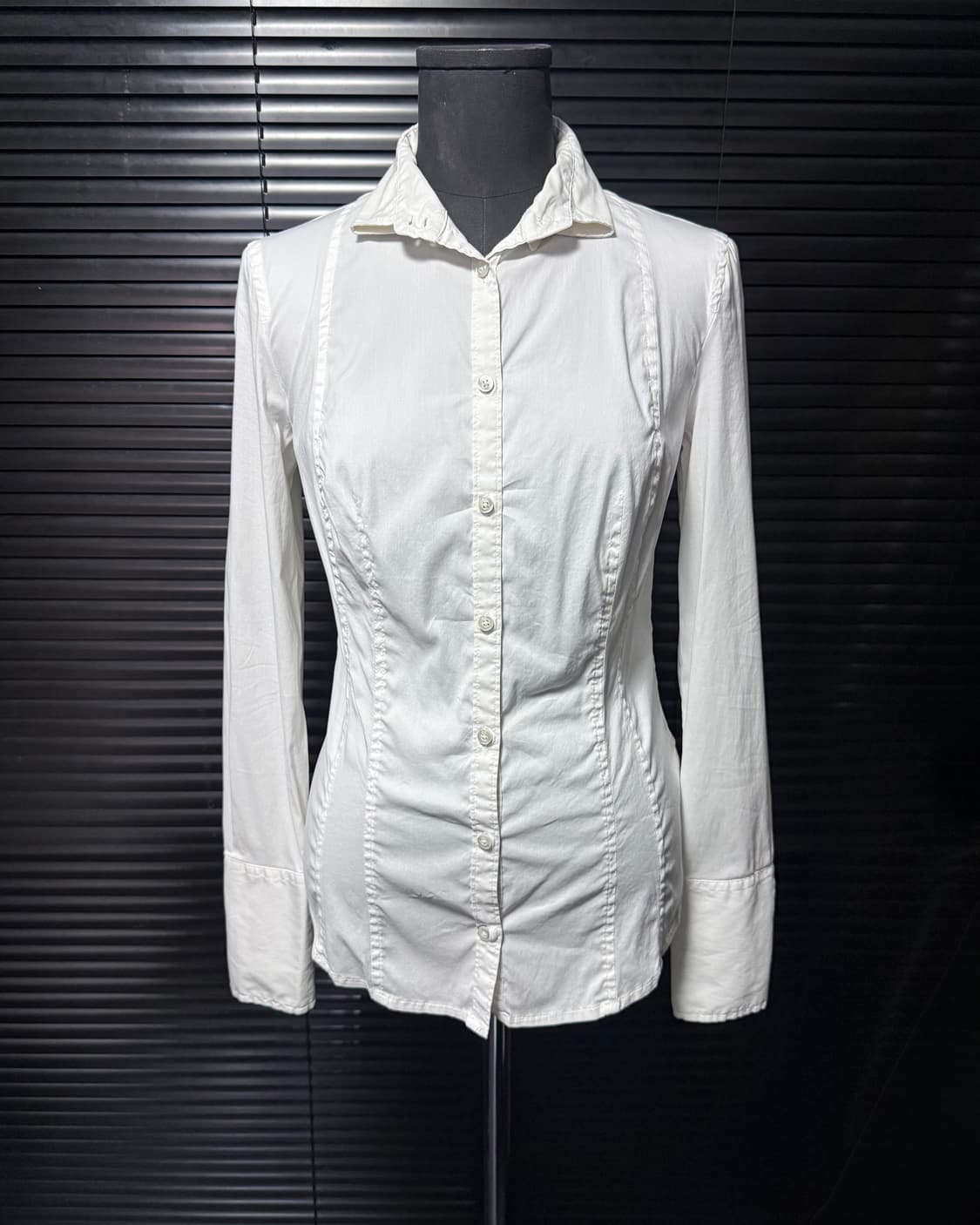 아르마니 익스체인지 화이트 셔츠 흰색 하이넥 커프스 로리 고스 펑크 락 상품이미지2