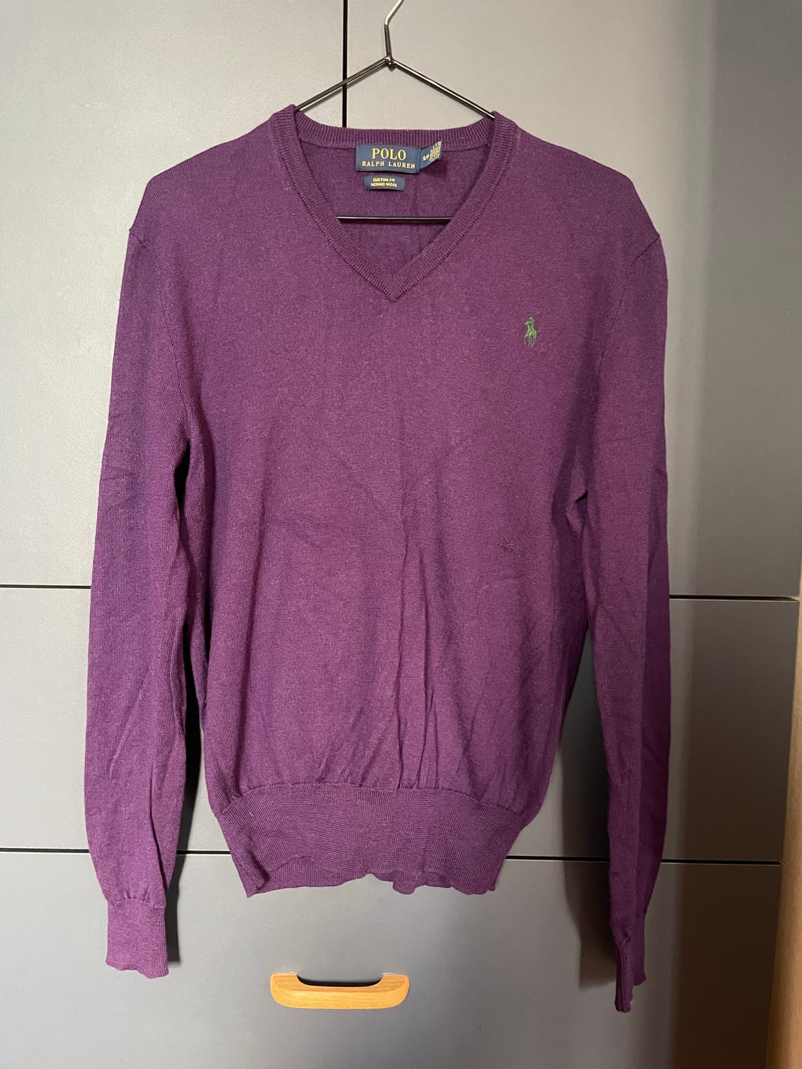 Polo Ralph Lauren 퍼플 그린포니 메리노울100 브이넥 니트 상품이미지3