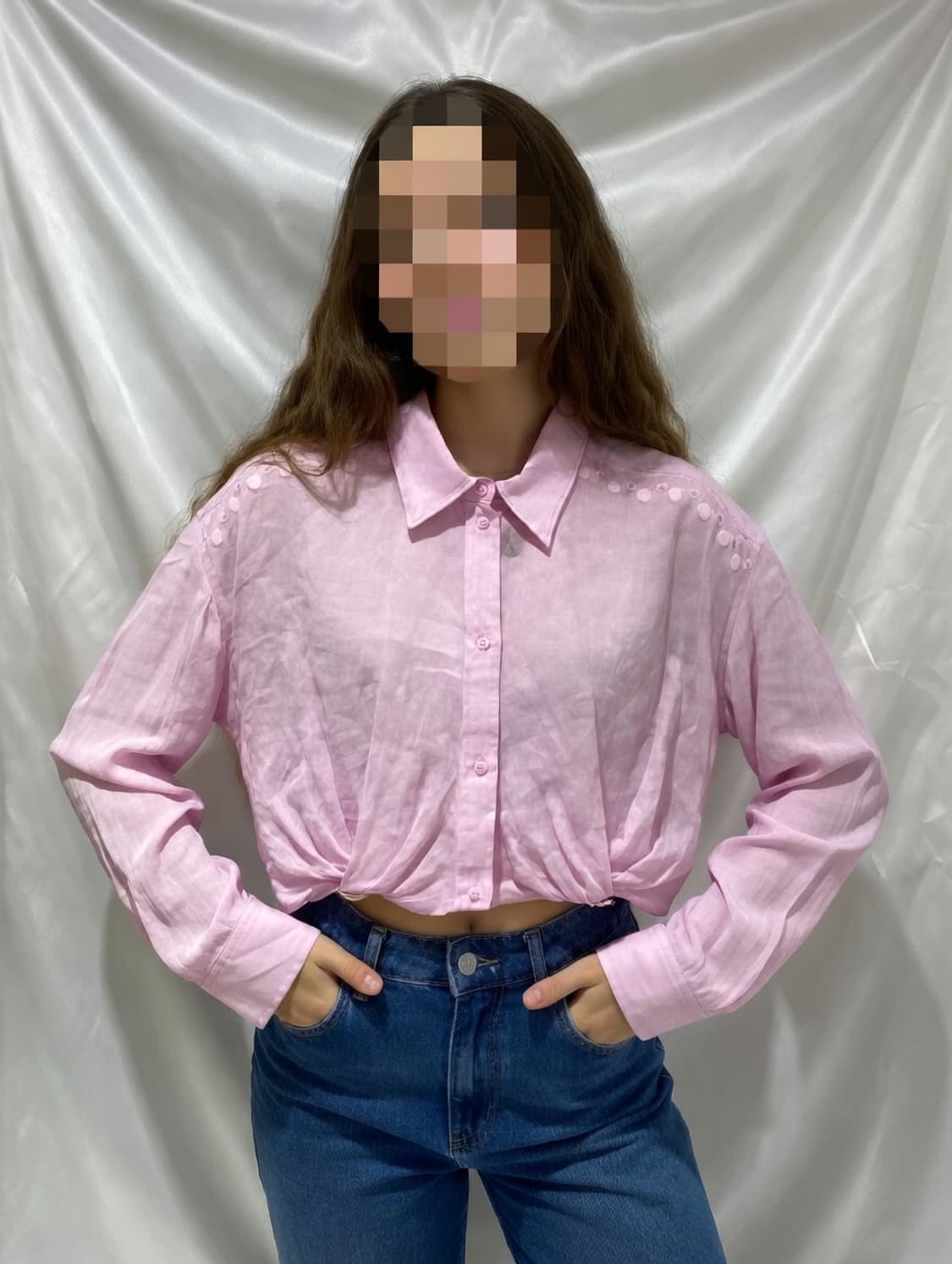 (새상품)마쥬 크롭트 트위스트 라미 셔츠 상품이미지1