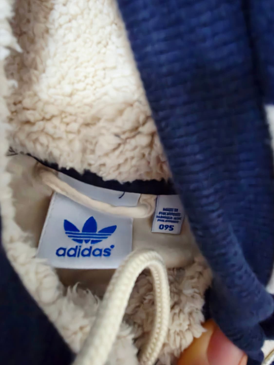 [Y2K/빈티지] 아디다스 여성 기모 후드 집업 화이트 네이비 s 상품이미지3