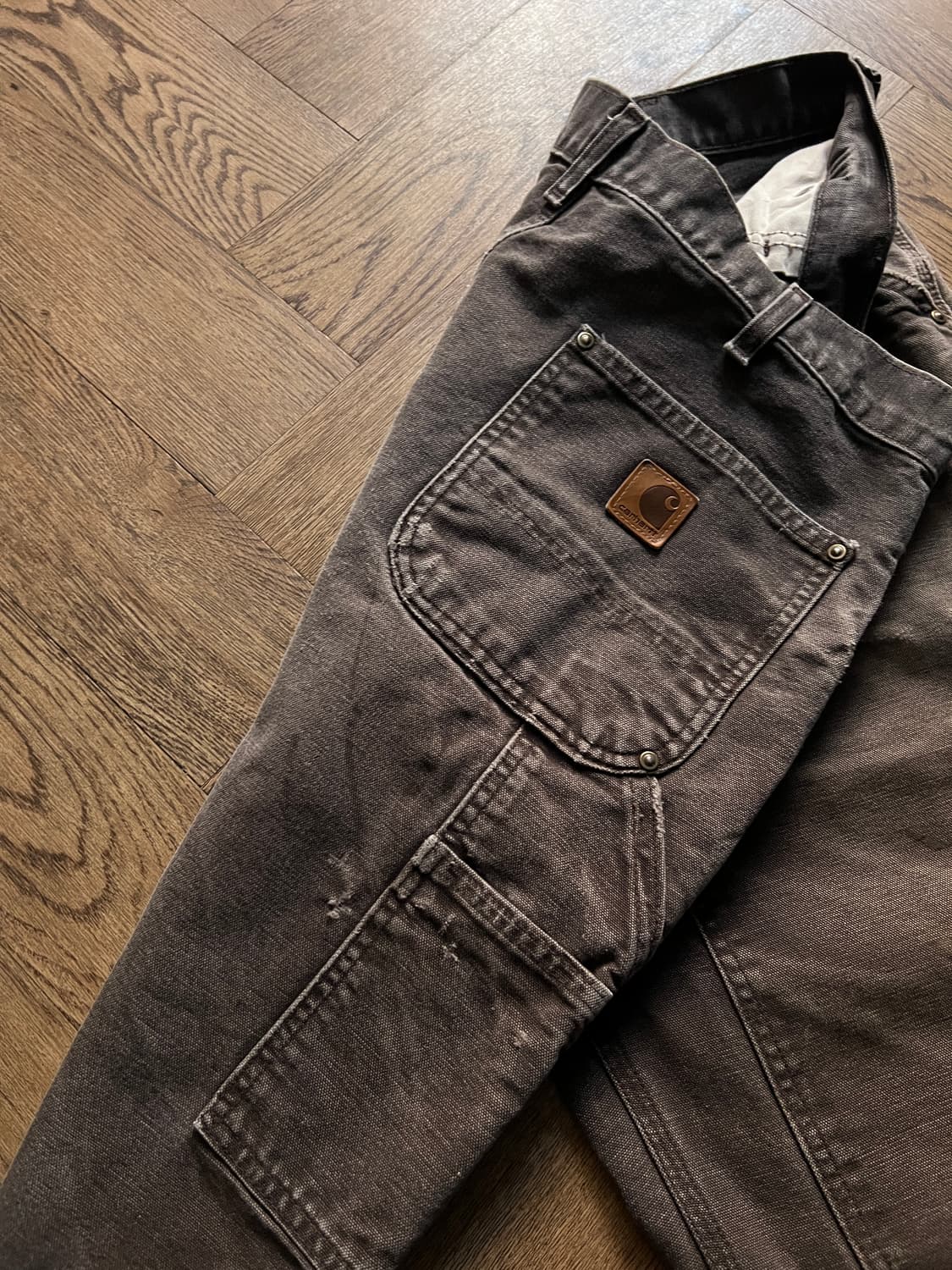 [36]칼하트 USA 하드 페이딩 다크브라운 더블니 워크 팬츠 상품이미지7