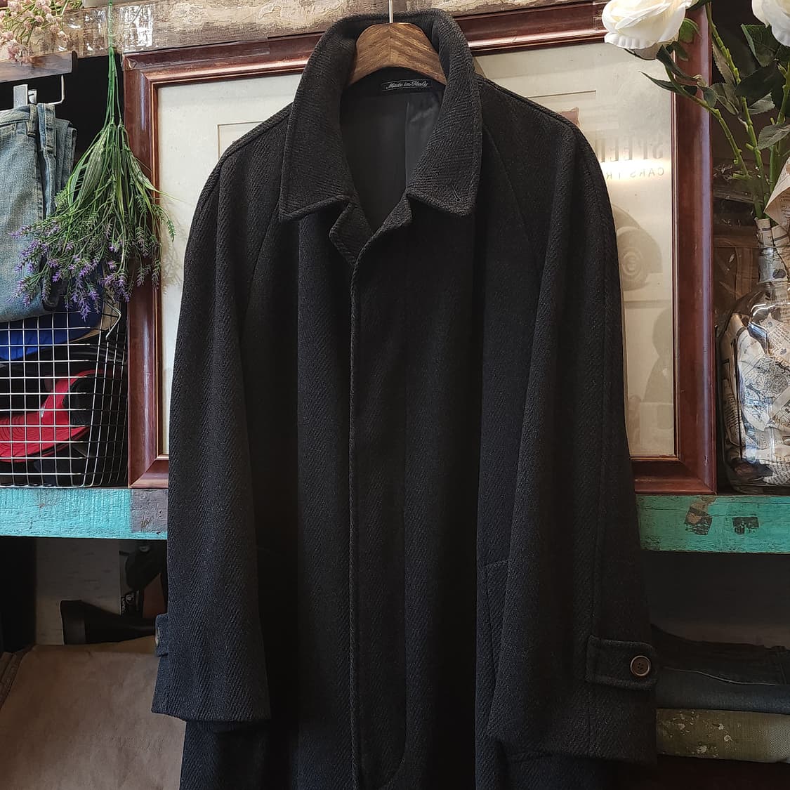 90s 조르지오 아르마니 카코트 헤비울 헤링본 코트 50 상품이미지4