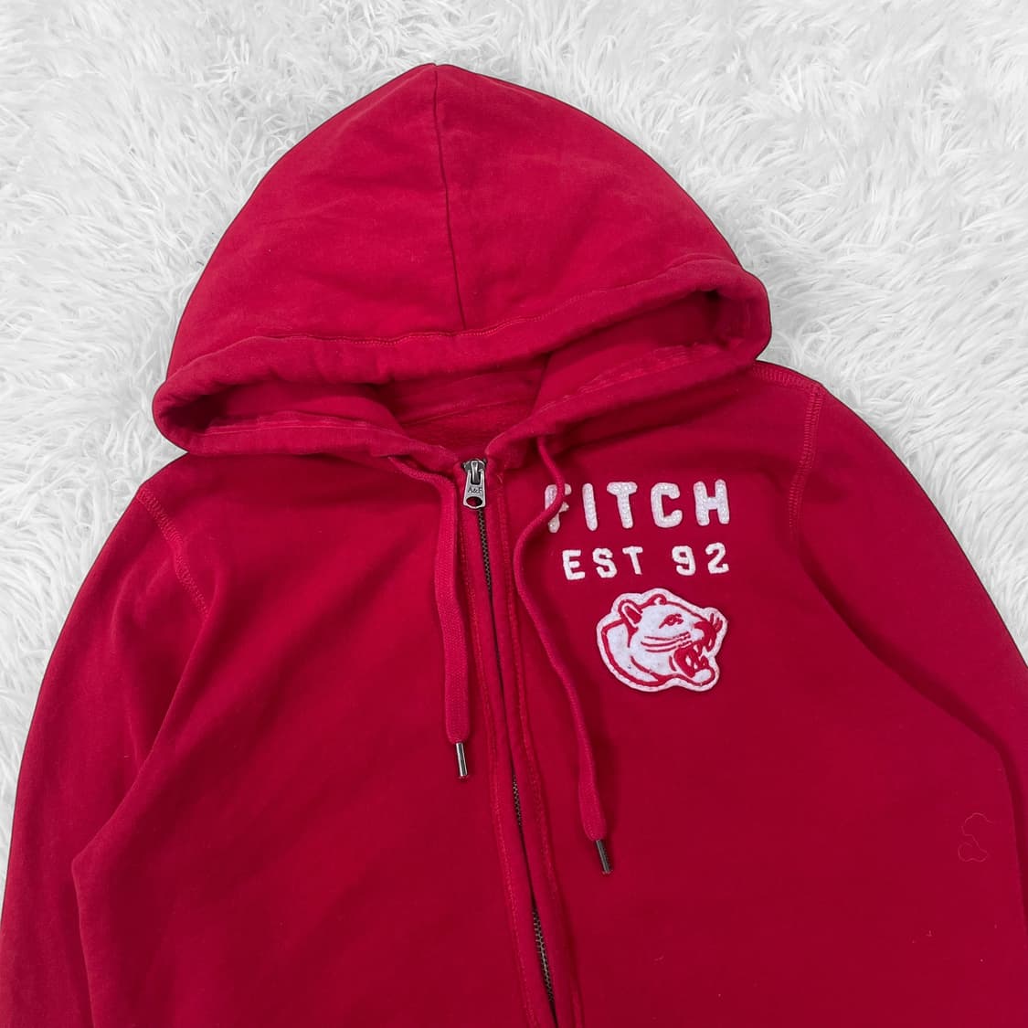 아베크롬비 스펠 로고 후드집업 레드 상품이미지3