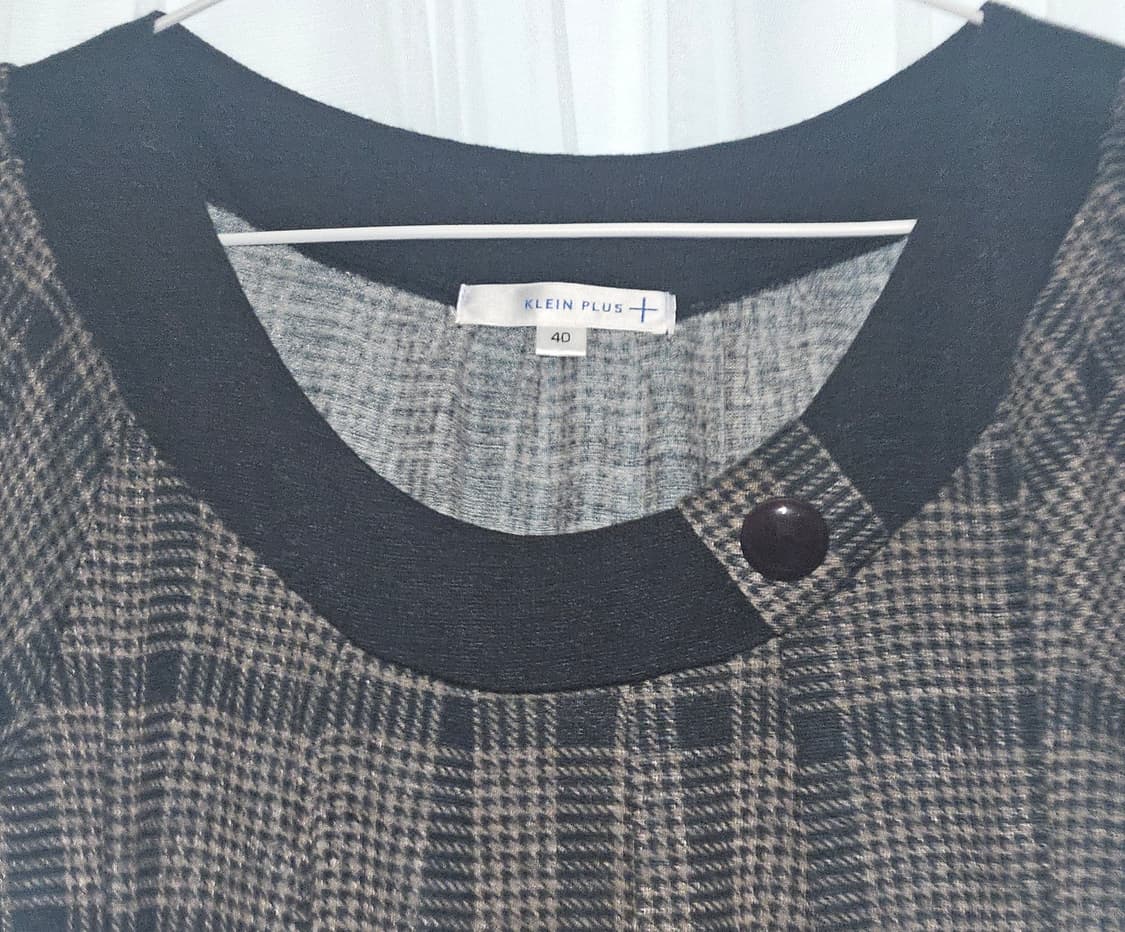 klein plus 빈티지 체크 그레이브라운 니트 원피스 니혼진 모리걸 상품이미지3