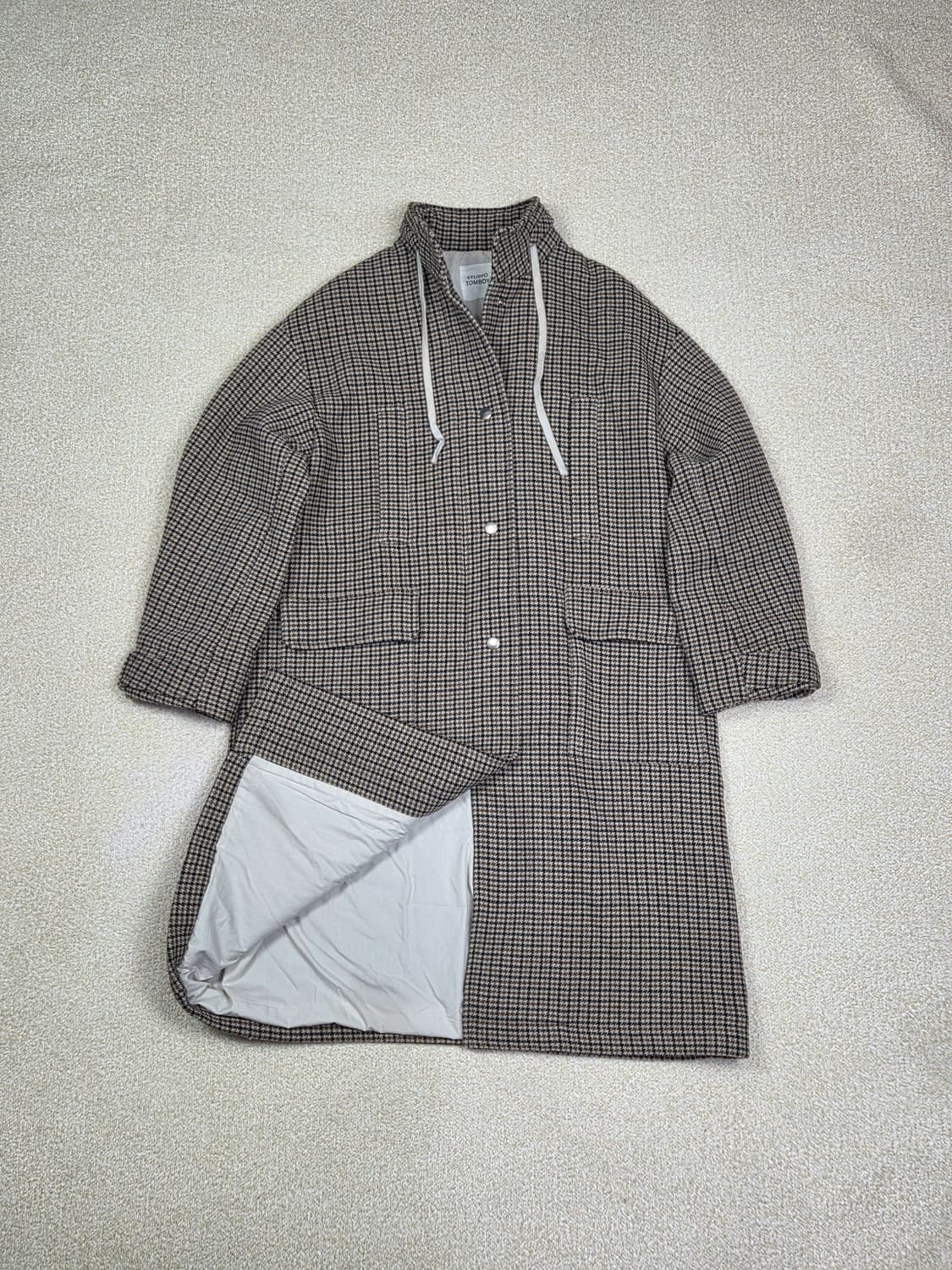 [스튜디오 톰보이] 하운드투스 체크 하이넥 점퍼 코트 | 00232 상품이미지6