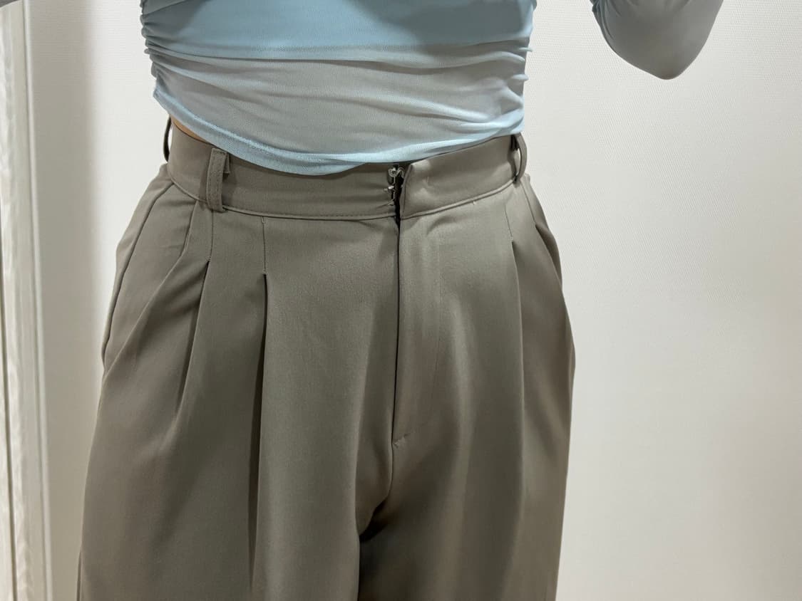 핀턱 와이드 슬랙스 베이지 55사이즈 상품이미지4