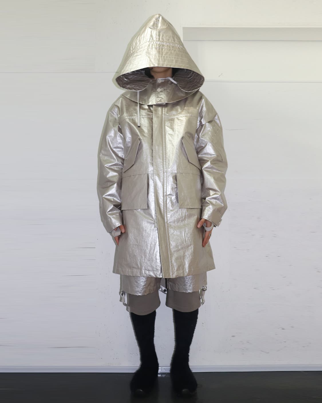 헬무트 랭 17SS 메탈릭 파카 & 하프 팬츠 셋업 상품이미지1