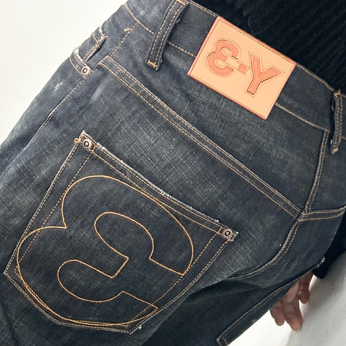 Y-3 요지 야마모토 백로고 와이드 데님 팬츠 상품이미지3