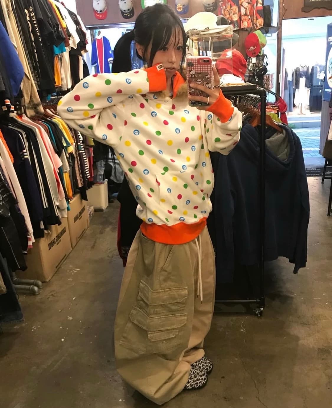 베이프 베이비마일로 폴카 도트 퍼 후드티 상품이미지4