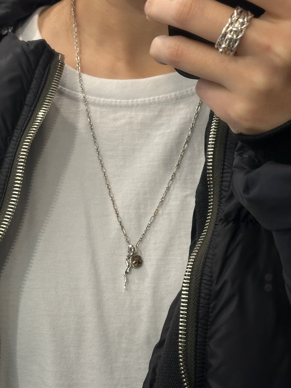 Fluid Line Charm 925Silver Necklace 상품이미지4