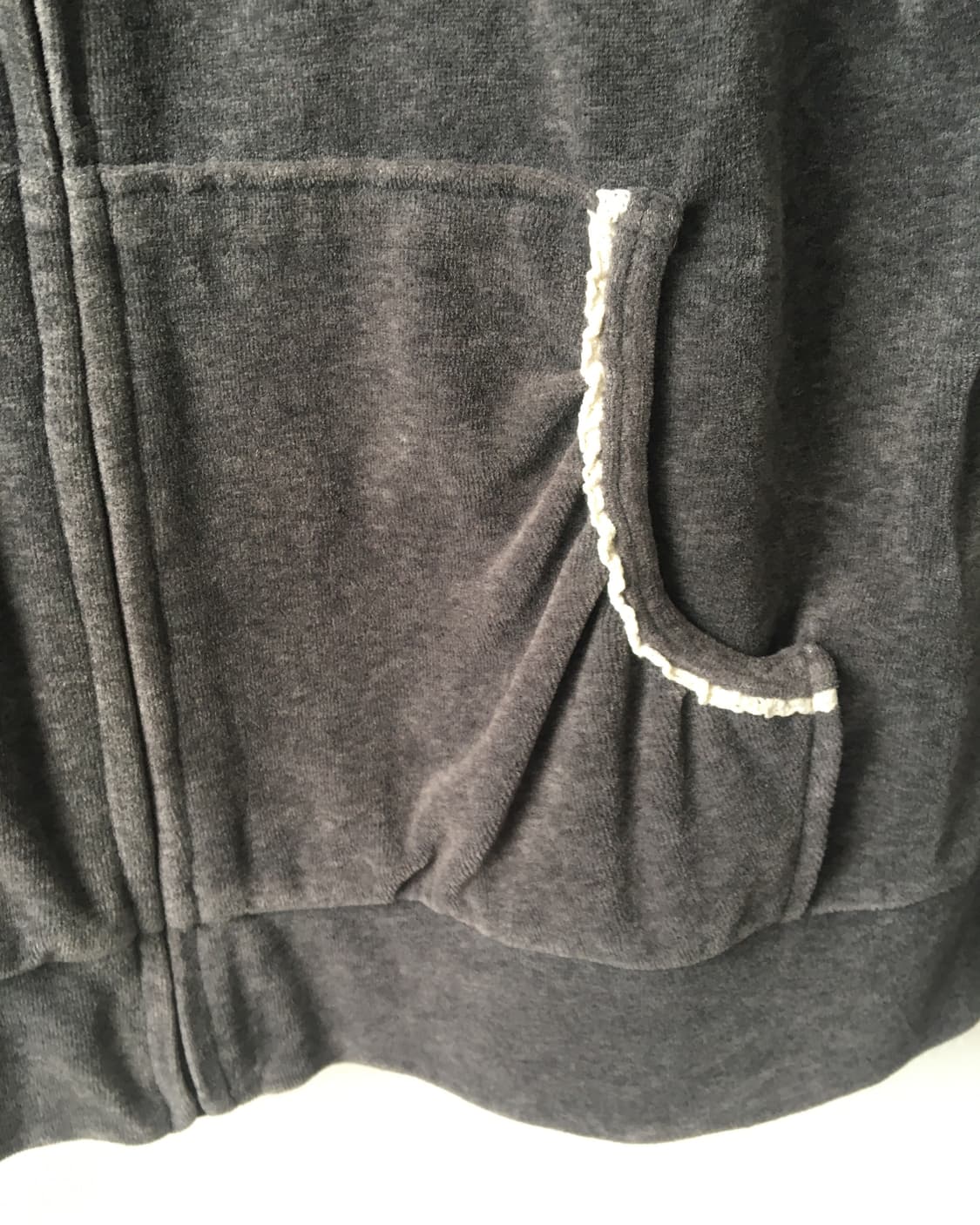 Crochet trimming velvet hood zip up 상품이미지5