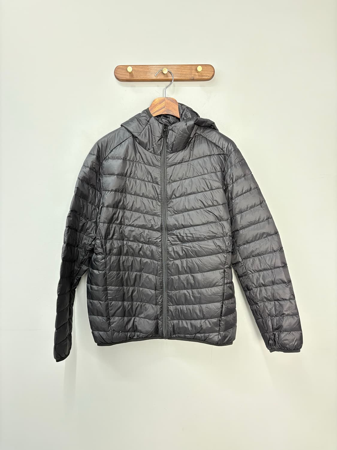 빈티지 블랙 다운경량 후드자켓 A3094 상품이미지2