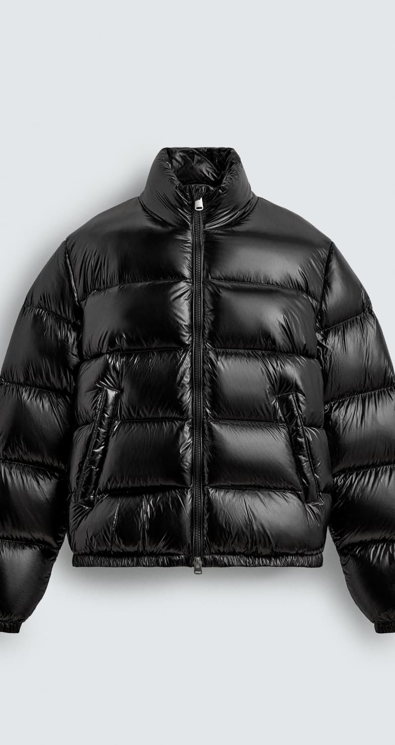 자라 25FW 유광 다운 패딩 점퍼 S 블랙 논후드 상품이미지2