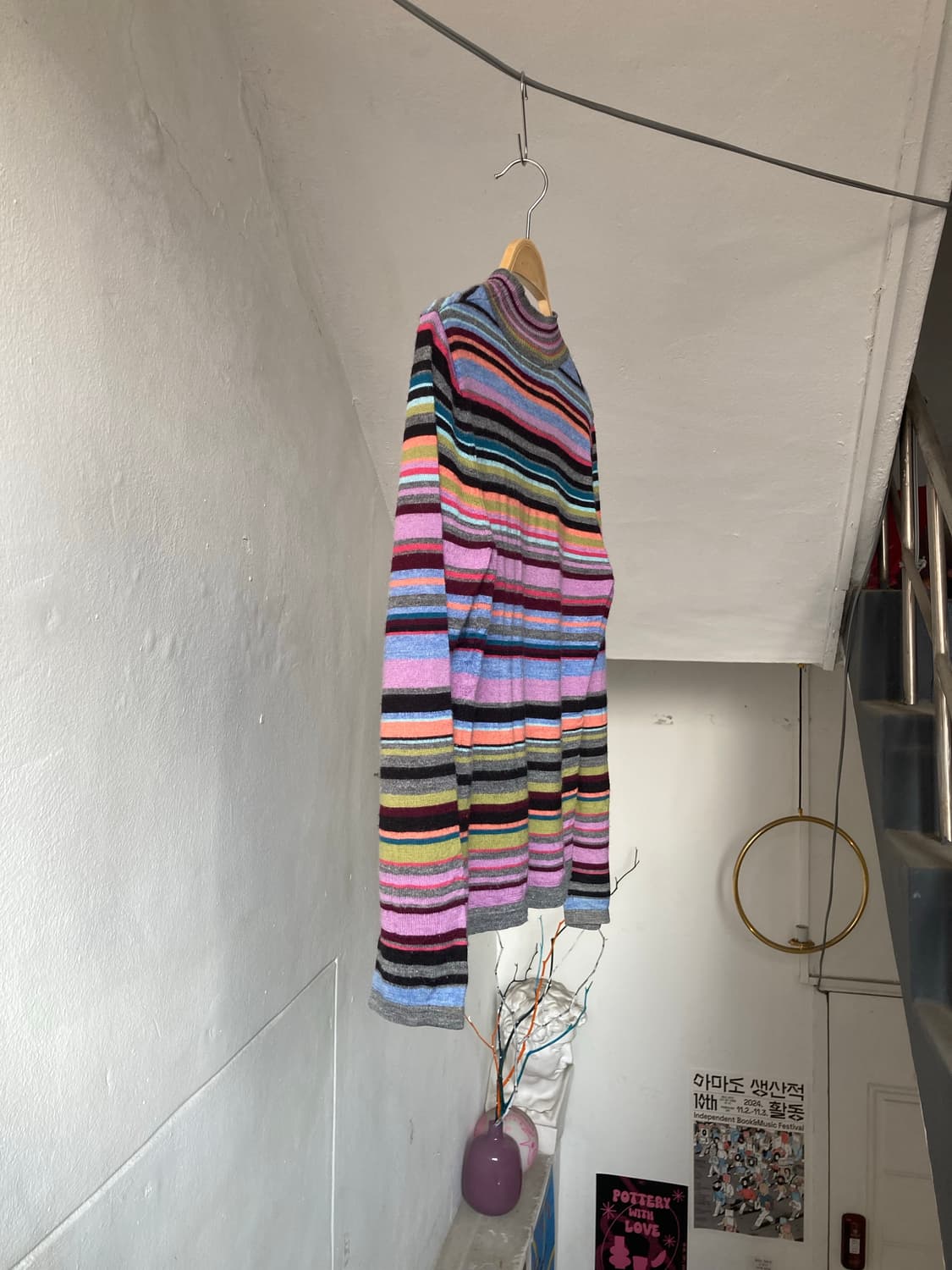 알록달록 무지개 하프넥 스트라이프 니트 상품이미지8