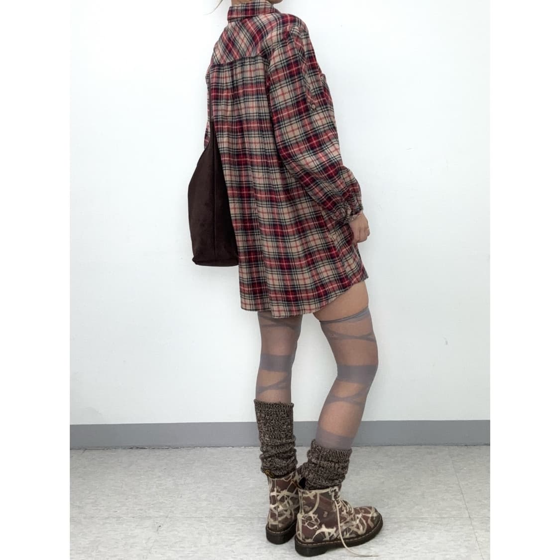 빈티지 체크 셔츠 원피스 상품이미지3