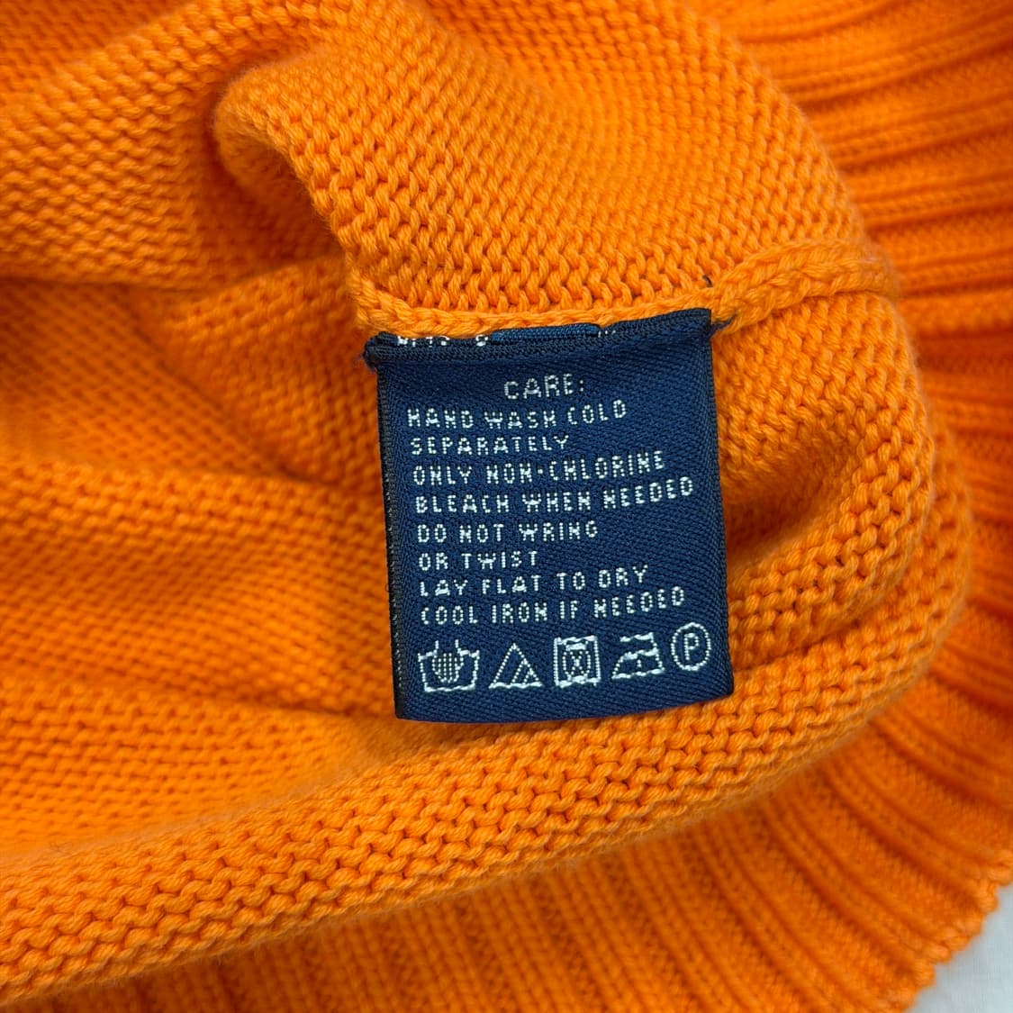 폴로 랄프로렌 딱붙핏 브이넥 자수로고 오렌지 니트 S 상품이미지4