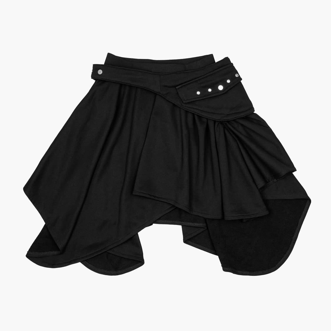 러프넥 Belted Pocket Draped Skirt Black 상품이미지2