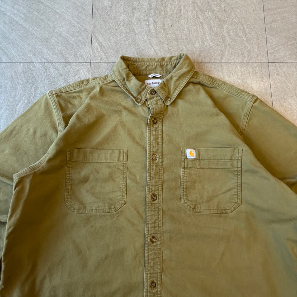 칼하트 정품 오리지널 해비 코튼 카키 긴팔 셔츠 상품이미지3