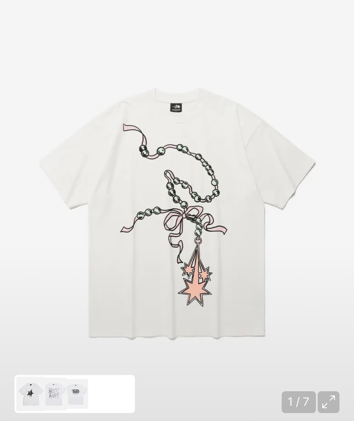 나이스고스트클럽 PEARL NECKLACE SYMBOL 빅 티 화이트 상품이미지1