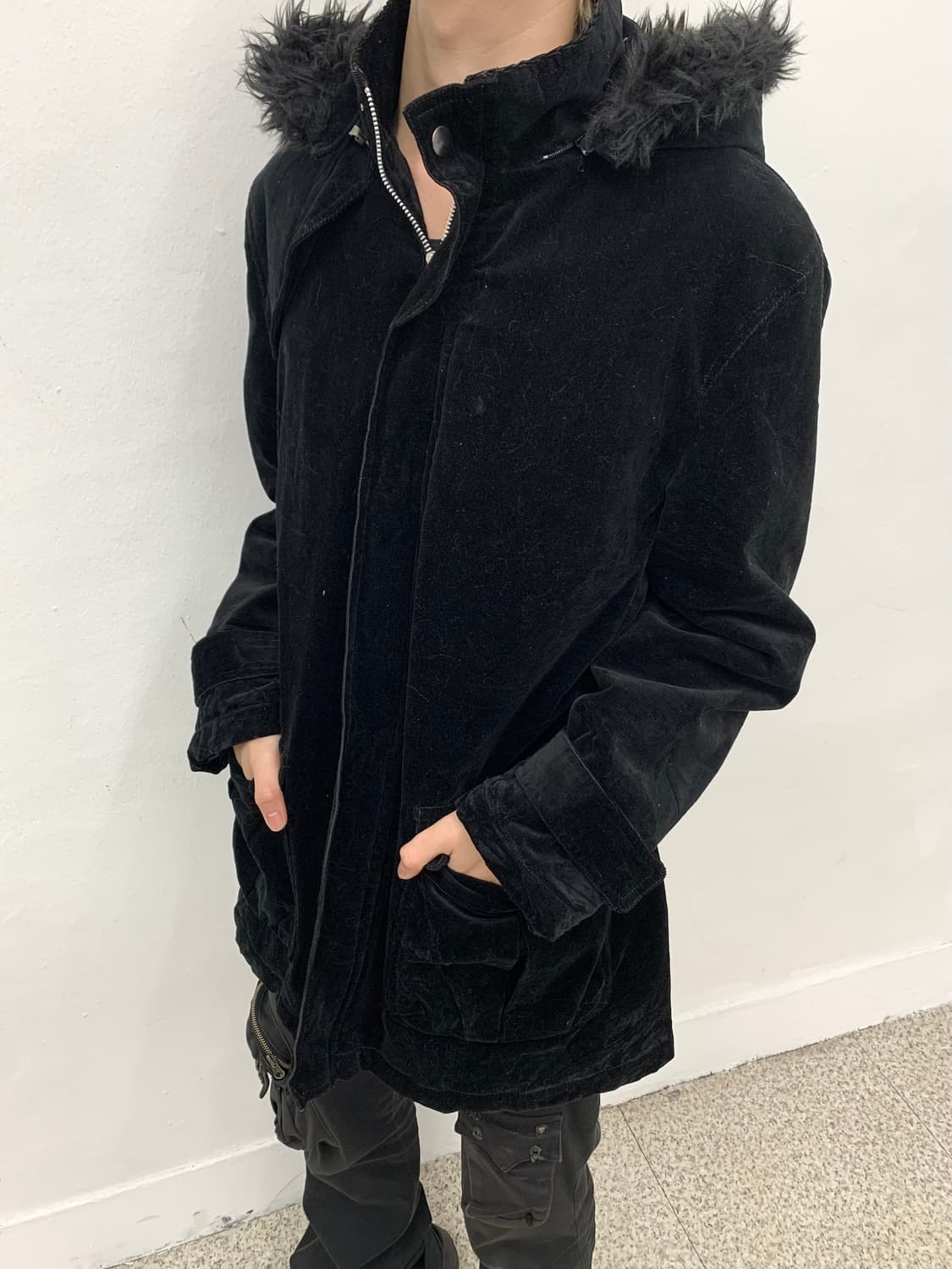 Comme ca ism fur hood velour jacket   상품이미지2