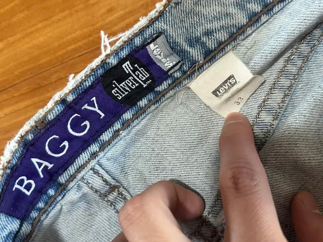 실버탭 배기핏 데님 숏팬츠 상품이미지4