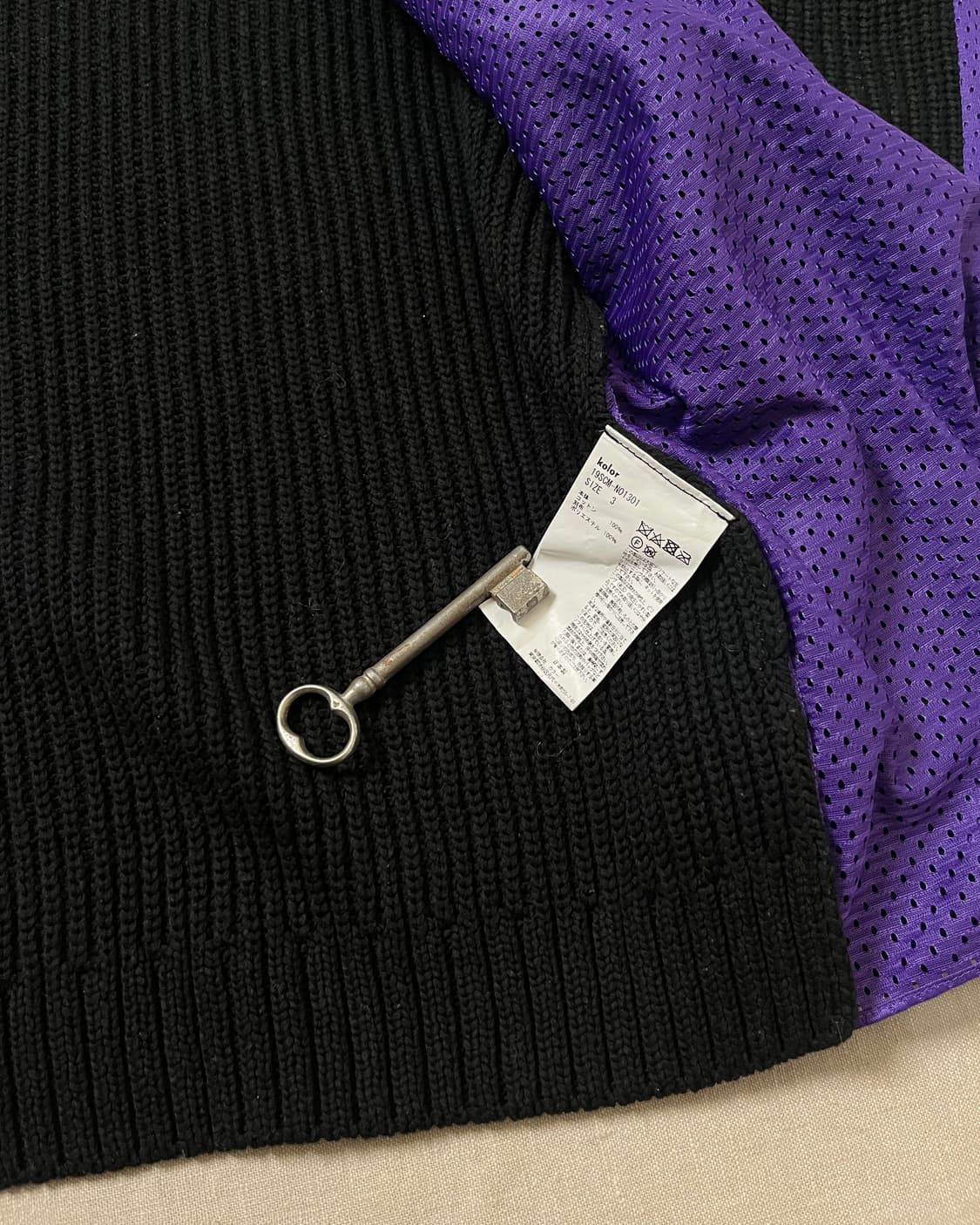 Kolor 메쉬패널 코튼 가디건 20aw 컬러 도킹 가디건 상품이미지6