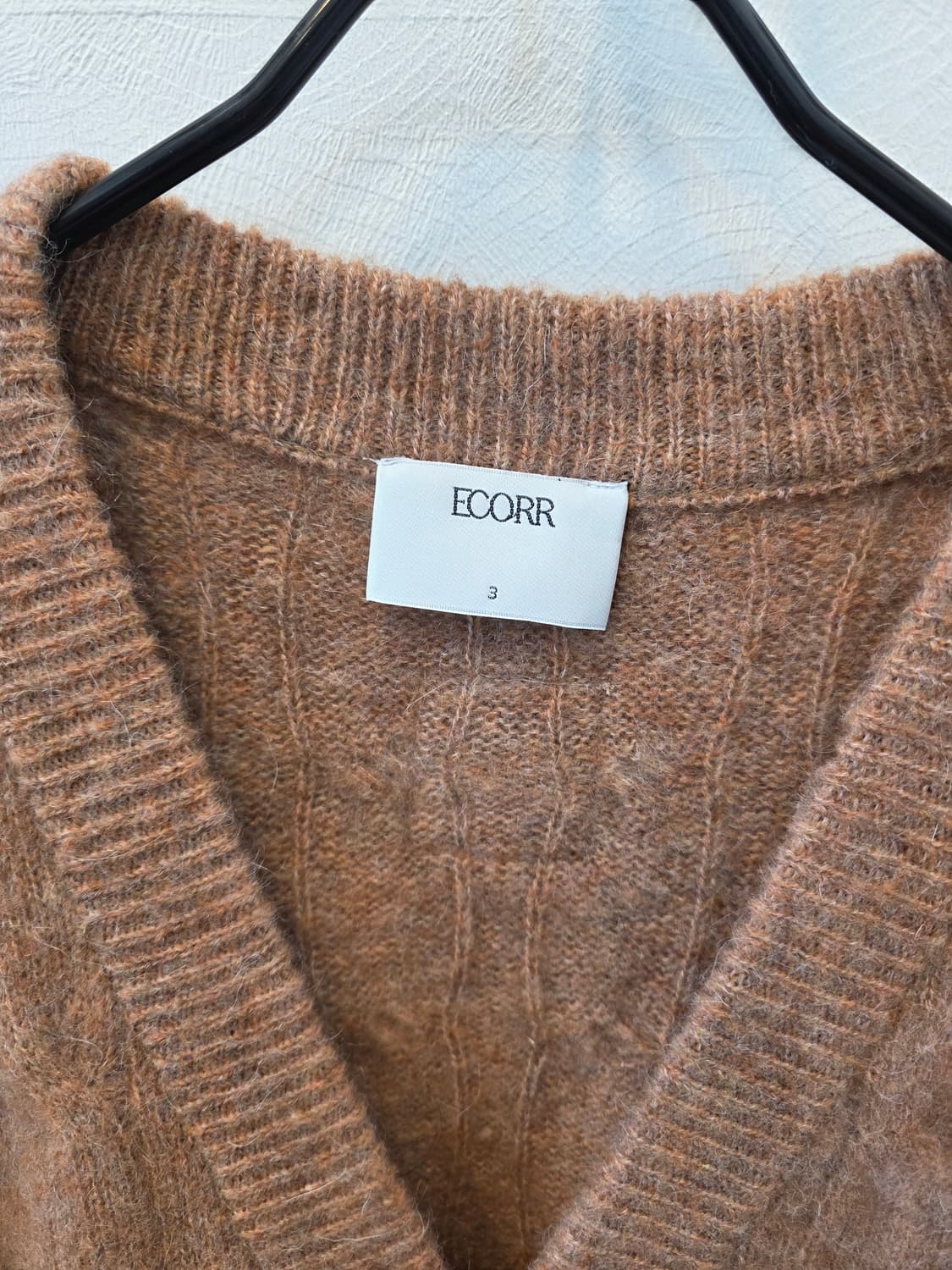 이코르 모헤어 브러쉬드 케이블 가디건 브릭 3 사이즈 상품이미지6