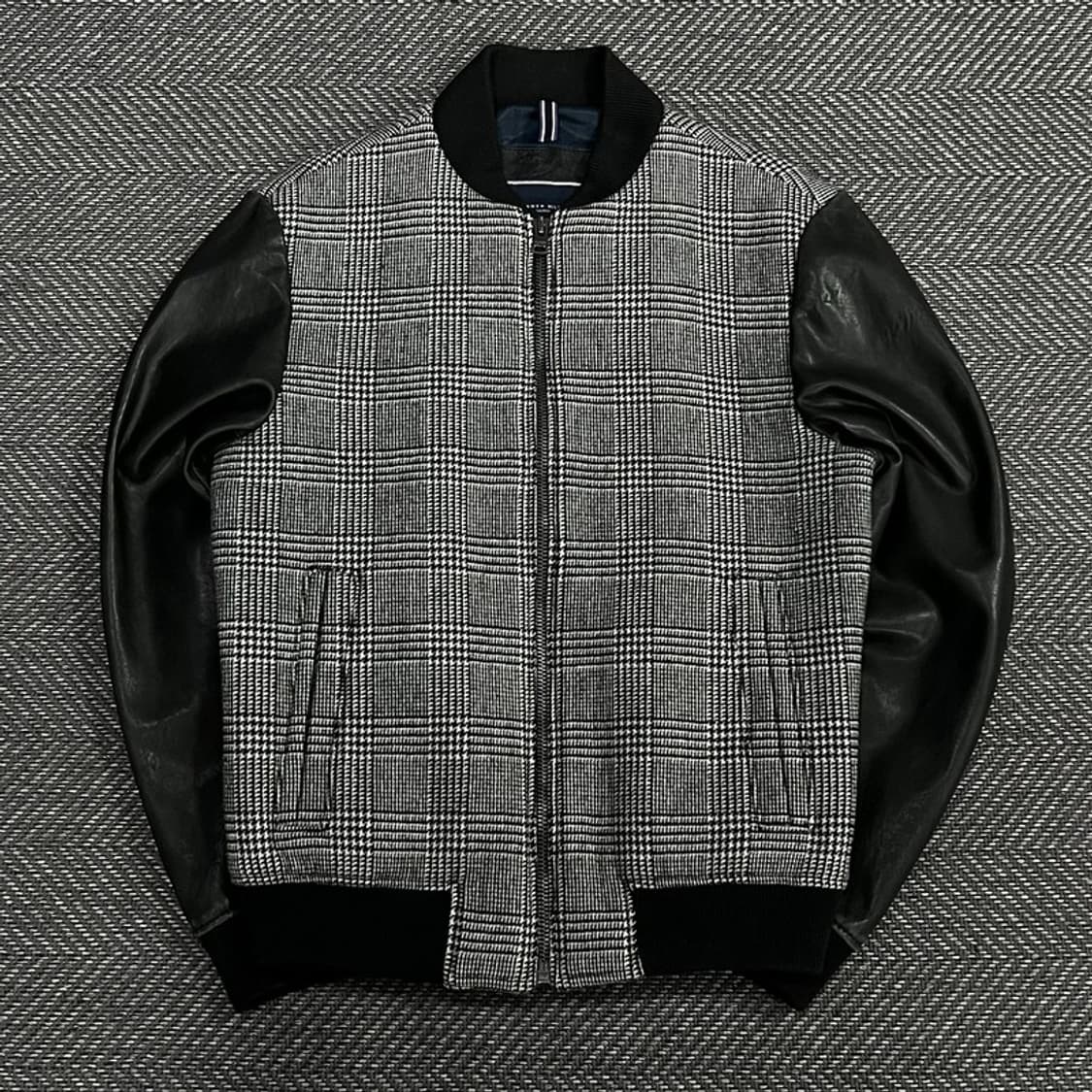 타미힐피거 램스킨 레더소매 체크블루종  v1087 상품이미지1