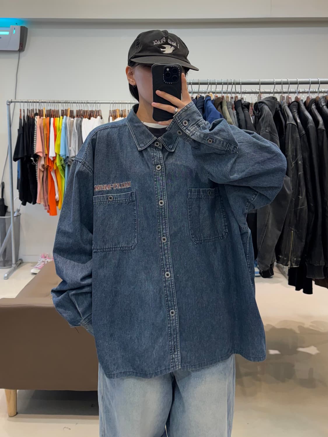 할리데이비슨 자수 블루 데님 워크 셔츠 상품이미지6