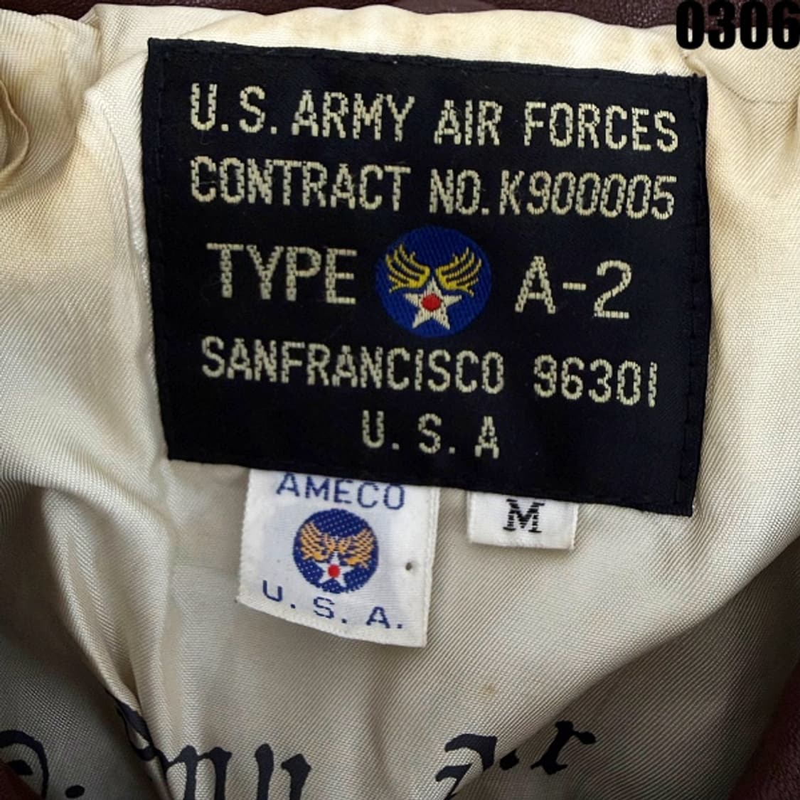 미 공군 A-2 타입 항공점퍼 레더 플라이트 자켓 M 0306 상품이미지6