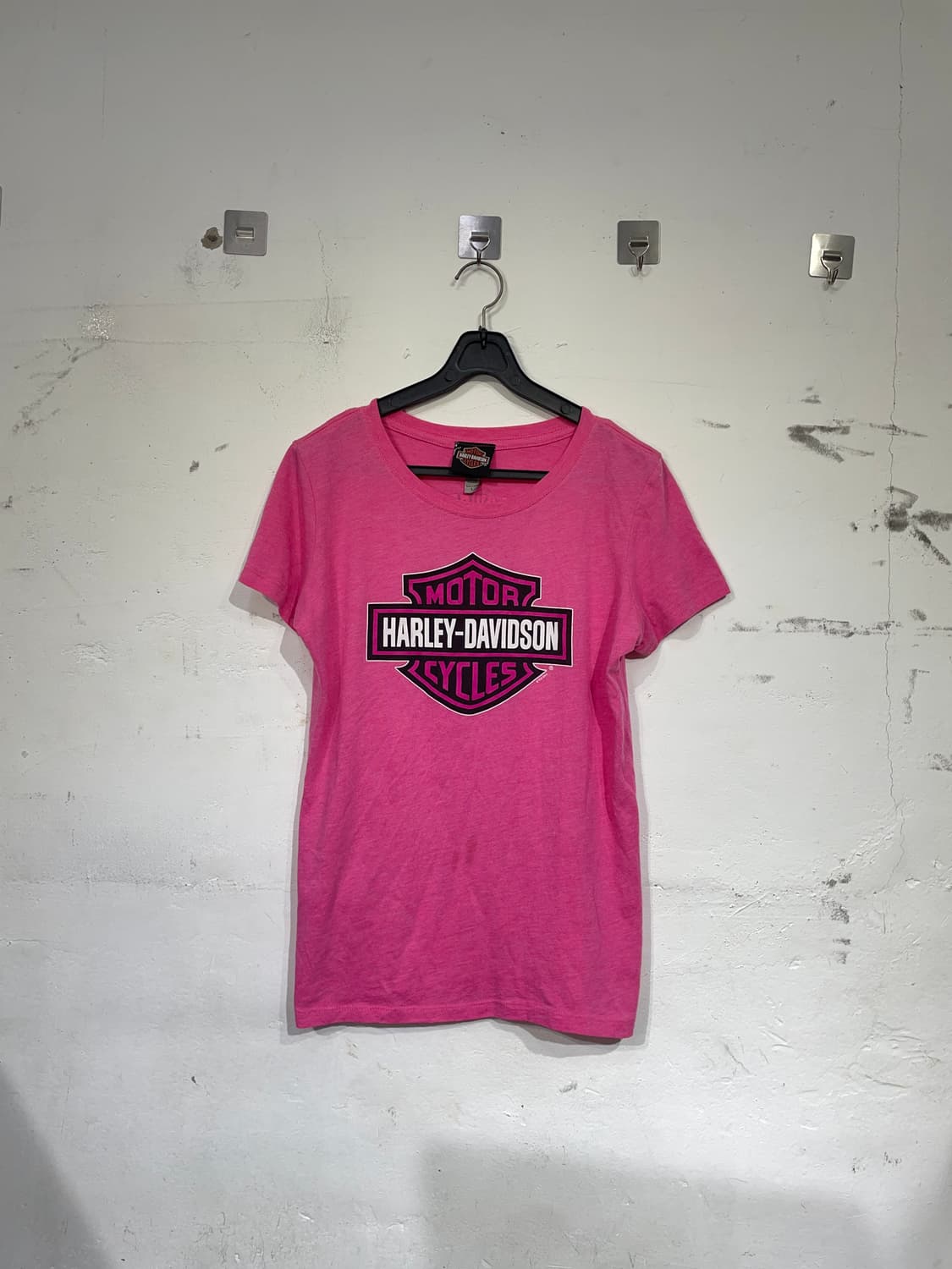할리데이비슨 y2k 핑크 빅로고 반팔티 L 상품이미지5