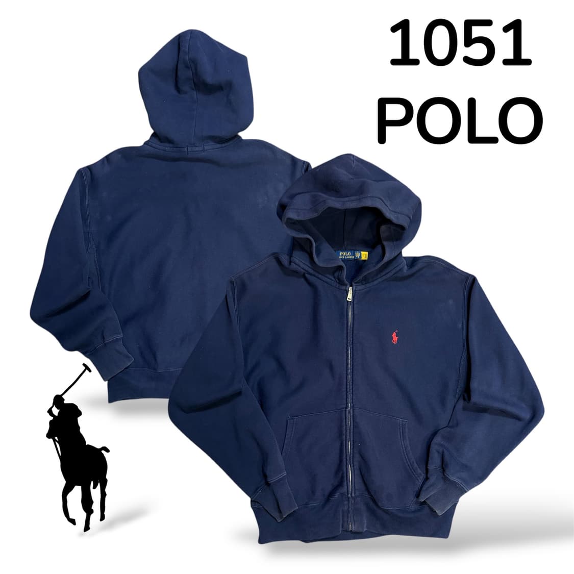 폴로 네이비 레드로고 후드 집업 L 상품이미지1