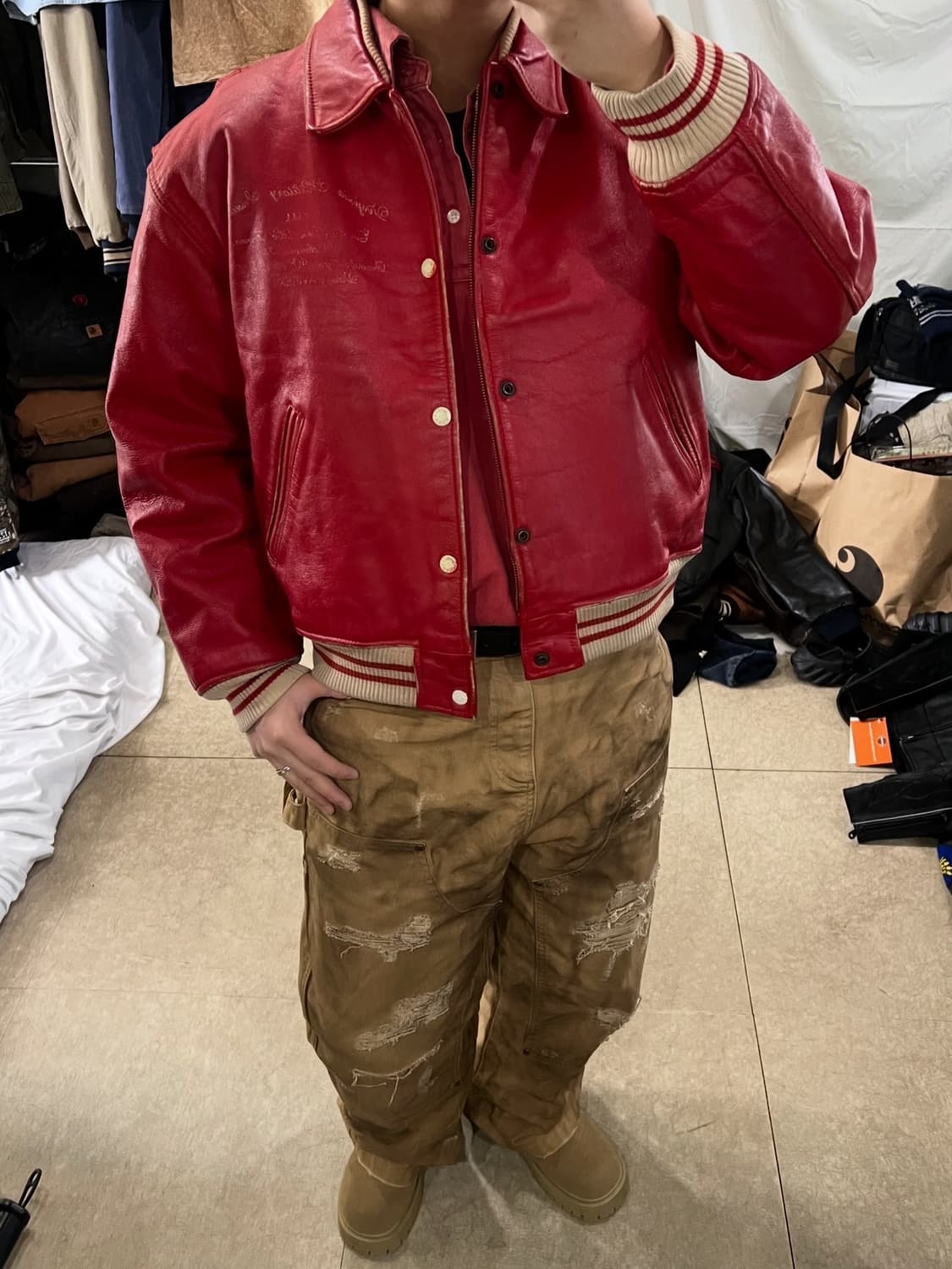 아비렉스 바시티 가죽 자켓 상품이미지3