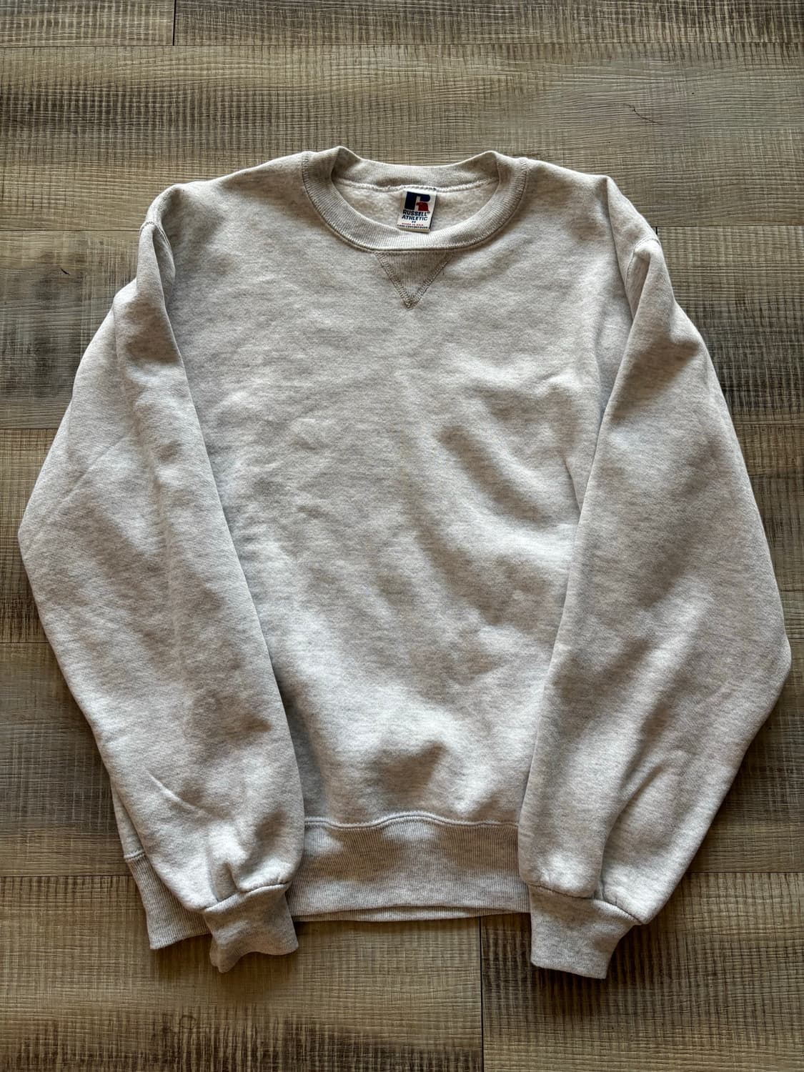 [M] 90s 러셀 맨투맨 스웻셔츠 블랭크 라이트 그레이 빈티지 상품이미지1