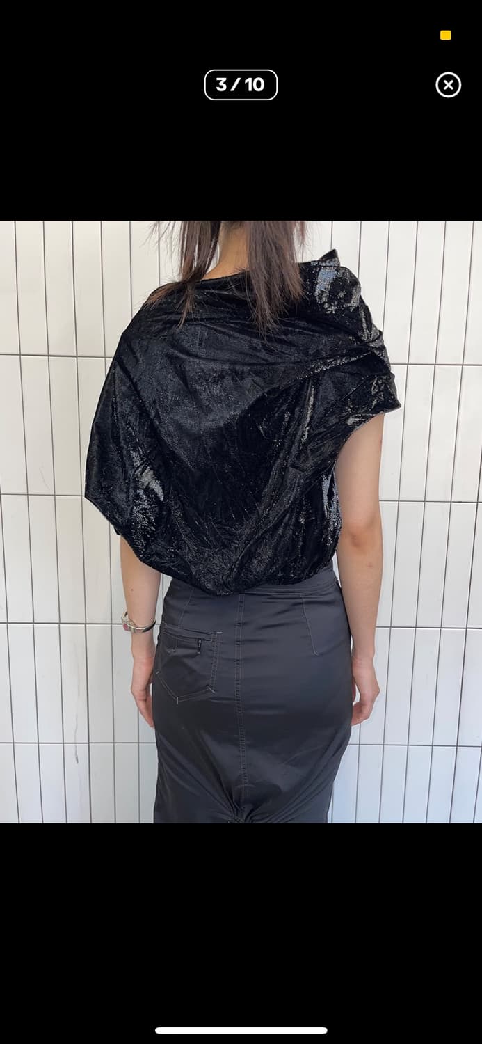 리츠코 시라하마 벨벳 비대칭 버튼 가디건 탑 상품이미지10