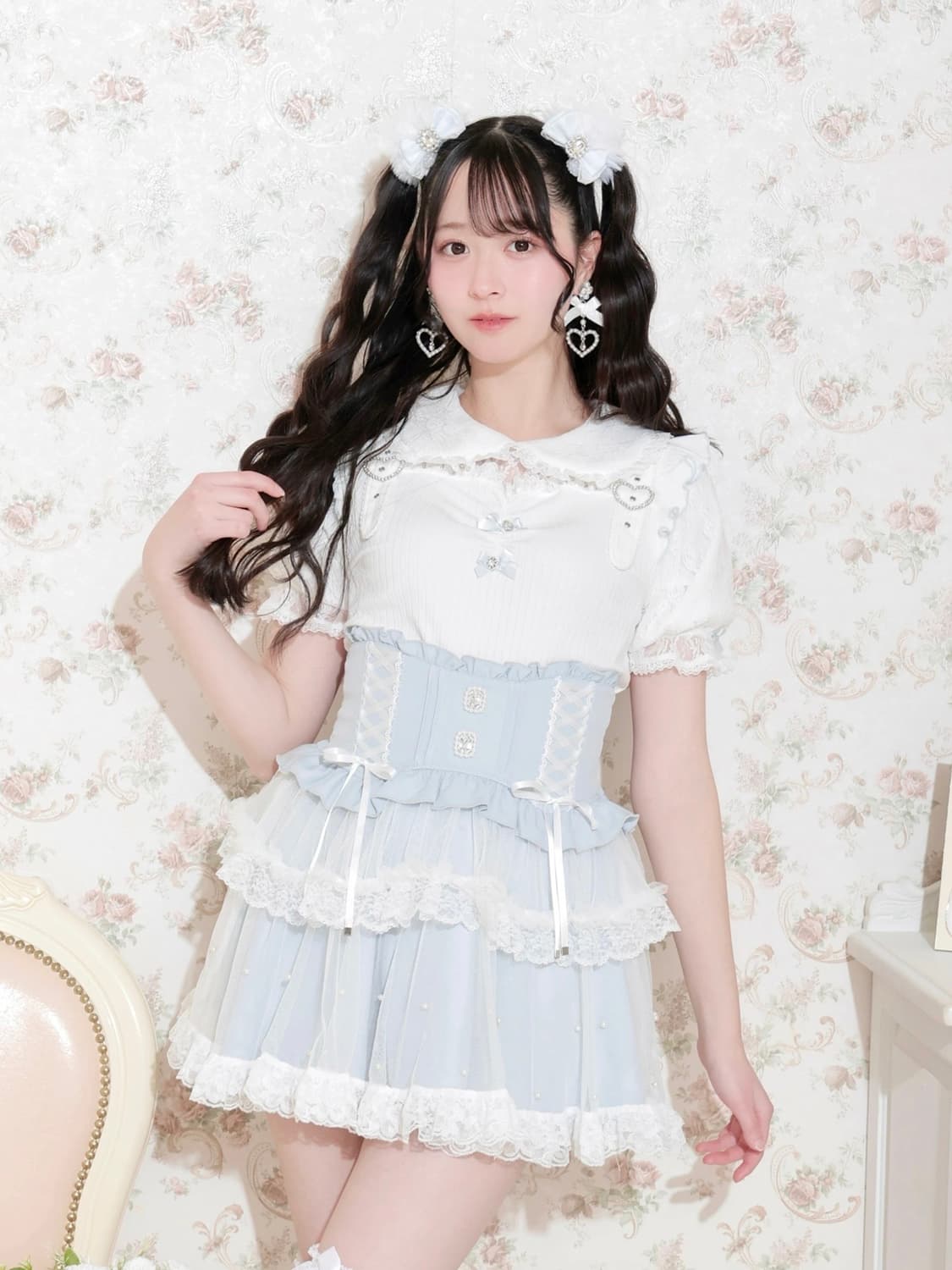 노에미 하트버클 레이스 컷소우 블라우스 / 양산형 양지뢰 지뢰계 걸리 상품이미지1