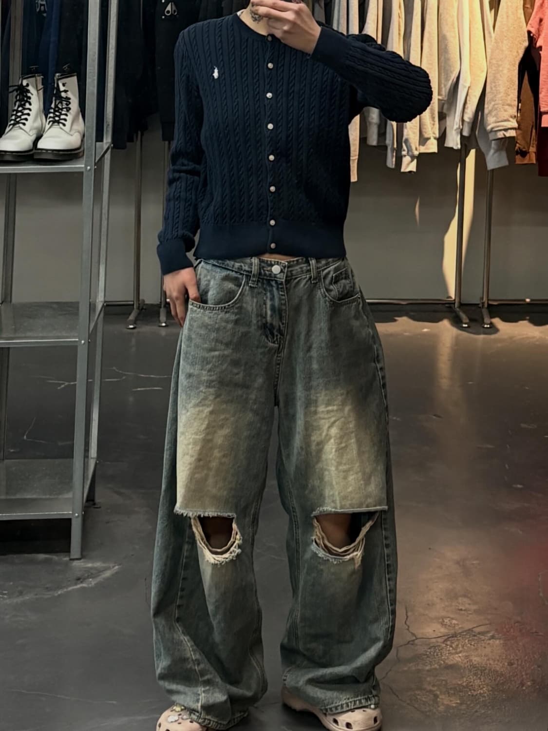 폴로랄프로렌 화이트포니 네이비 미니케이블 가디건 A3570 상품이미지1