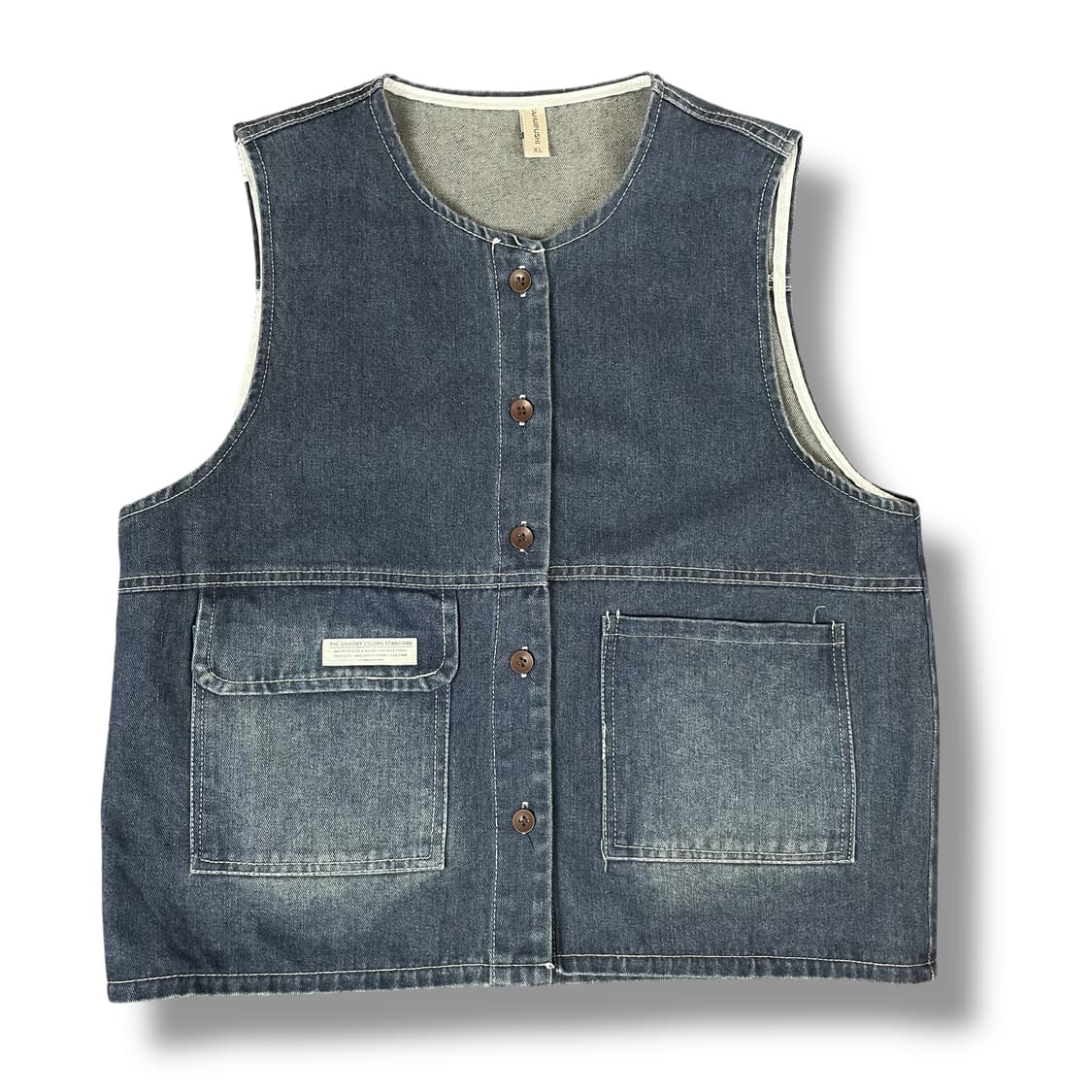 AHUIFUSHI 빈티지 노카라 데님 베스트 XL 상품이미지1